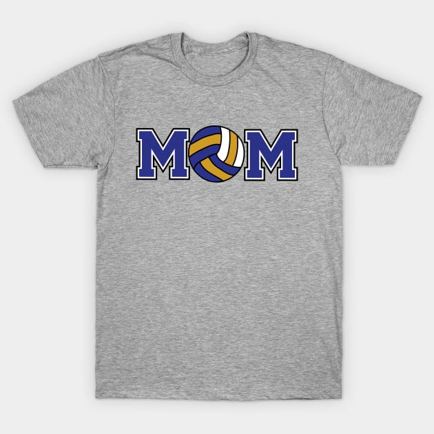 Volleyball Mom Blue and Gold T-Shirt by capesandrollerskates 